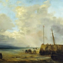 Fishermen at the Harbor Wall, low tide 1833